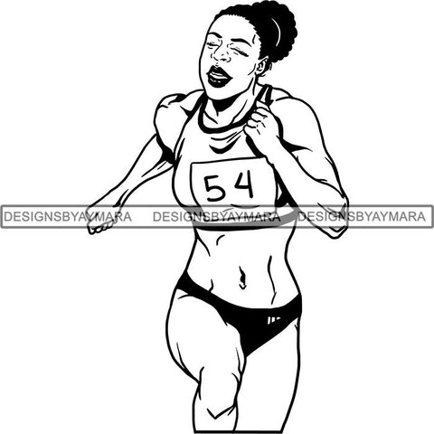 Afro Black Woman Runner Athletic Sport .SVG Cutting File For Silhouette and Cricut