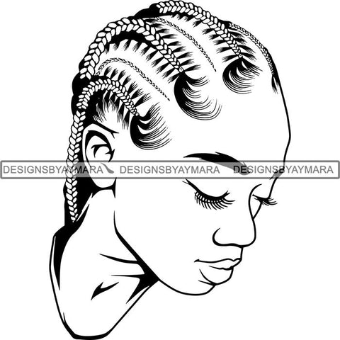 Afro Woman Braids Dreads Dreadlocks Hairstyle SVG Cut Files For Silhouette and Cricut