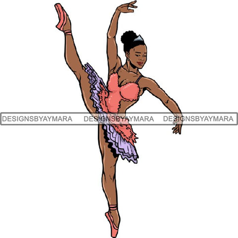 Afro Black Ballerina Woman Ballet Dancer .PNG Print File Not For Cutting
