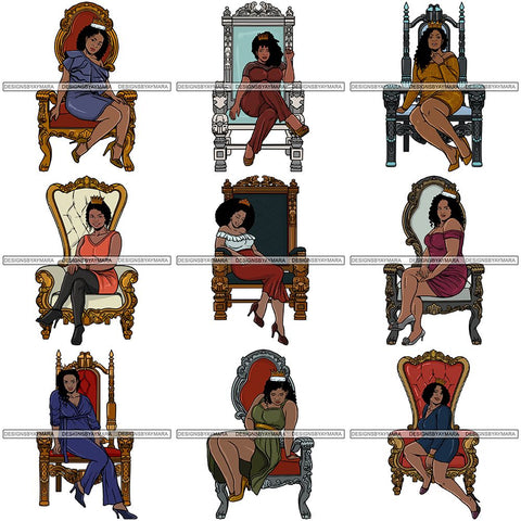 Bundle 9 Afro Queen Goddess Melanin Nubian Glamour .PNG Print Files Not For Cutting