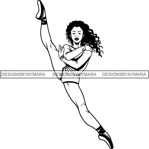 Afro Black Ballerina Woman Ballet Dancer .SVG Cut Files For Silhouette and Cricut