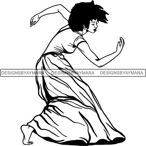 Afro Black Ballerina Woman Ballet Dancer .SVG Cut Files For Silhouette and Cricut
