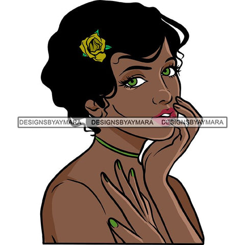 Ebony Afro Woman Nubian Melanin Brown Skin Makeup Model Glasses Accesories SVG Cut Files