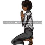 Afro Lola Woman Praying God Lord Knee Prayers Pray Believe Church .SVG PNG JPG Clipart Vector Cutting Files