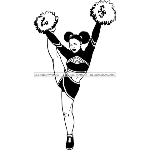 Afro Cheerleader Woman SVG Cutting Files For Silhouette Cricut and More