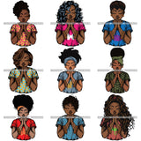 Bundle 9 Afro Lola Praying God Lord Prayers In God We Trust .SVG Clipart Cutting Files For Silhouette and Cricut and More!