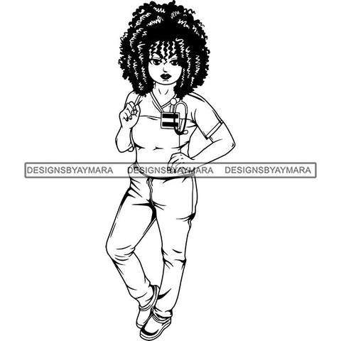 Afro Lola Nurse Medical Occupation SVG Cutting Files For Cricut Silhouette and More