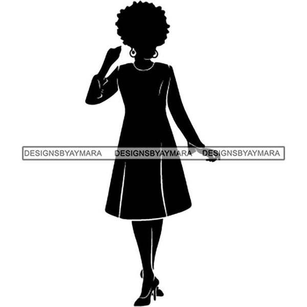 Afro Classy Church Lady Silhouette Glamour Beautiful Model SVG Files For Cutting and More!