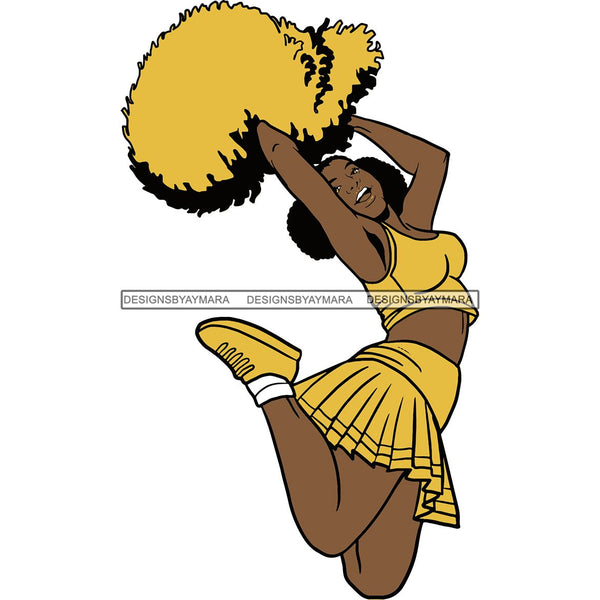 Afro Cheerleader Woman SVG Cutting Files For Silhouette Cricut and More