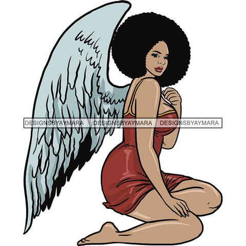 Afro Angel Black Woman SVG Cutting Files For Silhouette Cricut and More