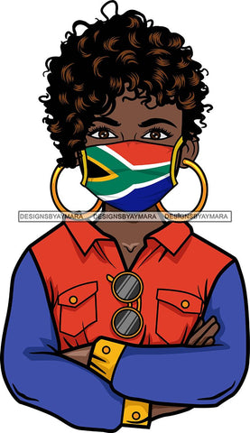 Afro Lola Wearing Face Mask Flags South Africa Country Proud Roots Virus SVG Cutting Files For Silhouette Cricut and More!