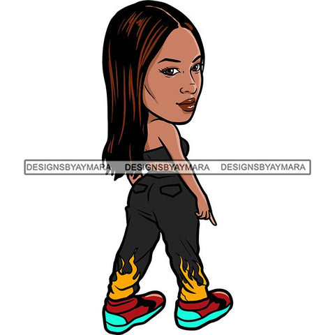 Fashion Woman Model Posing Summer Outfit Vogue Goddess Glamour Trendy Clothing Vector SVG Cutting Files