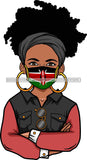 Afro Lola Wearing Face Mask Flags Kenya Country Proud Roots Virus SVG Cutting Files For Silhouette Cricut and More!