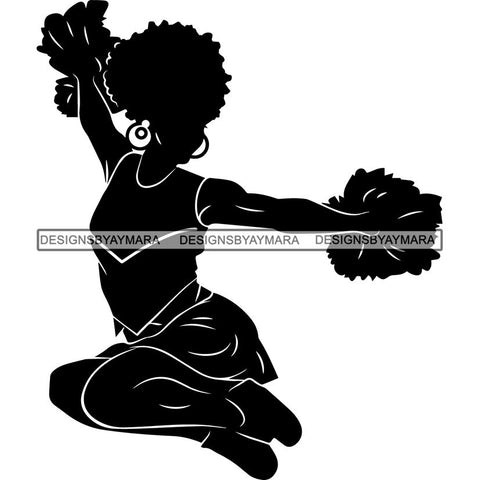 Afro Cheerleader Woman SVG Cutting Files For Silhouette Cricut and More