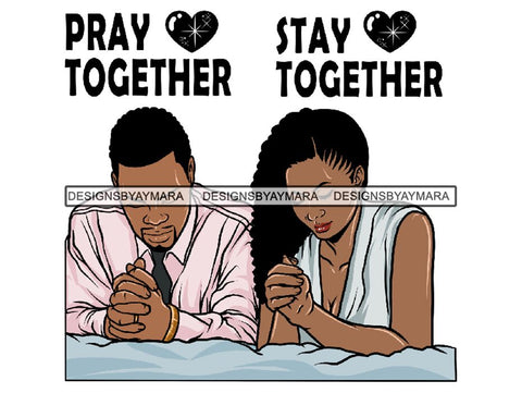 Black Couple Praying God Together PNG File For Print Not For Cutting