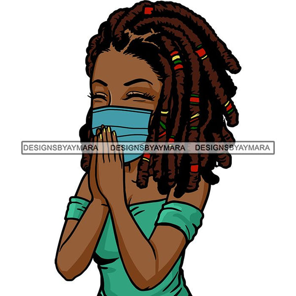 Black Woman Praying God Quotes Face Mask Begging Prayers Save Life Mujer Orando a Dios SVG Vector Clipart Cutting Files