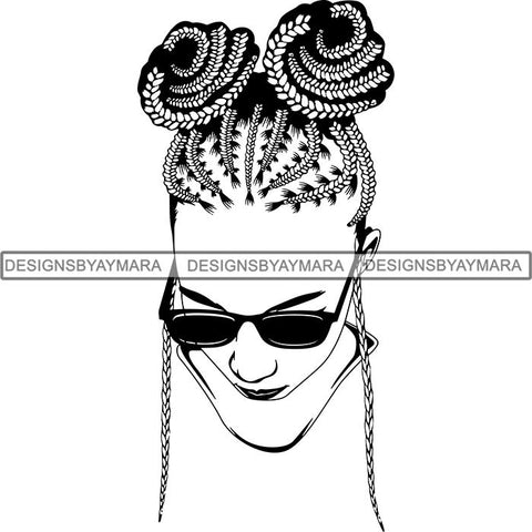 Afro Woman Braids Dreads Dreadlocks Hairstyle SVG Cut Files For Silhouette and Cricut