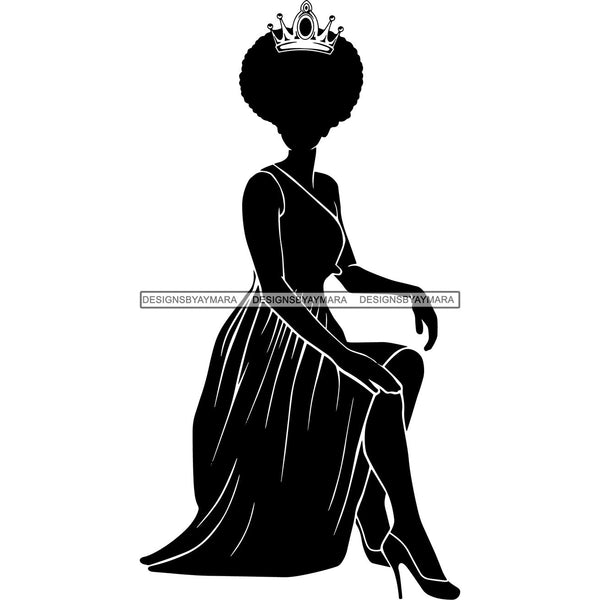 Afro Queen Silhouette SVG African Goddess Cutting Files 1