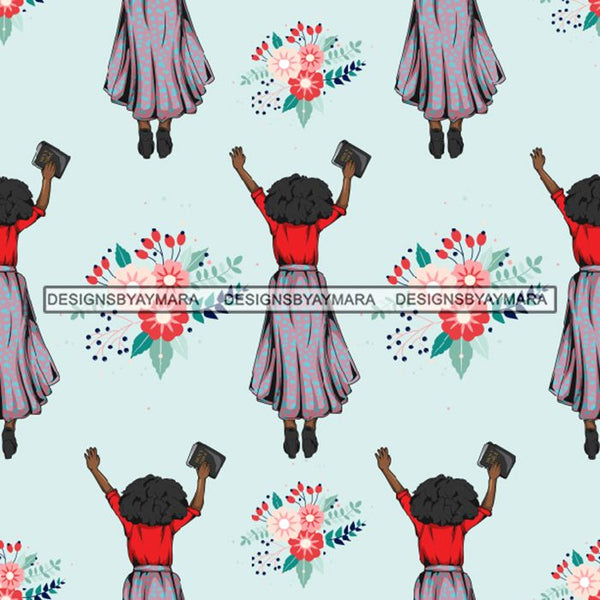 Seamless Pattern Church Lady Abstract Decorative Background Vector Designs SVG Files For Cutting and More!