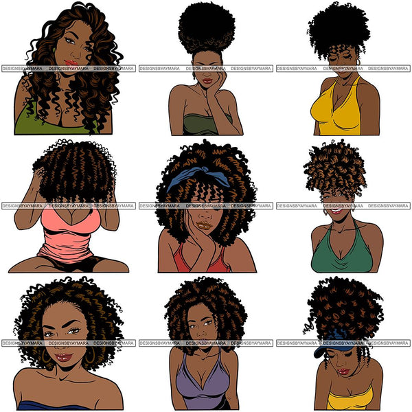 Bundle 9 Afro Melanin Popping Hair Style SVG Files For Cutting and More