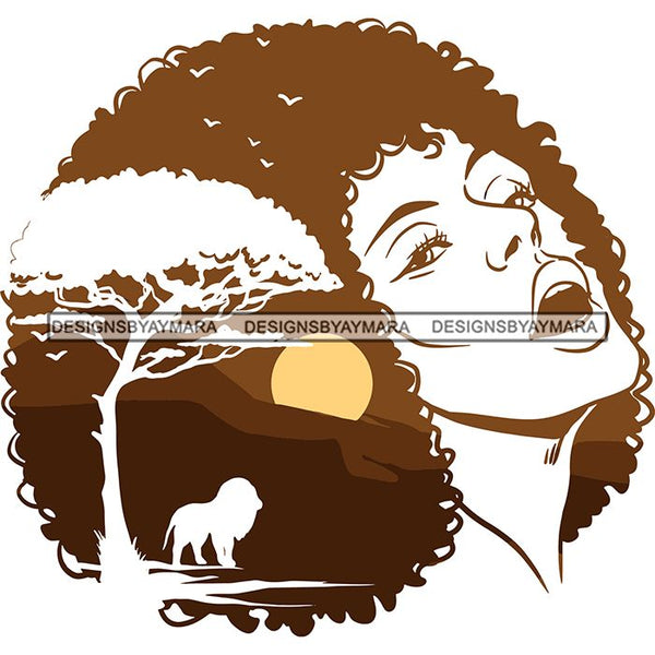 Sensual African Silhouette Goddess Safari Africa Nature Exotic Culture SVG Cutting Files.