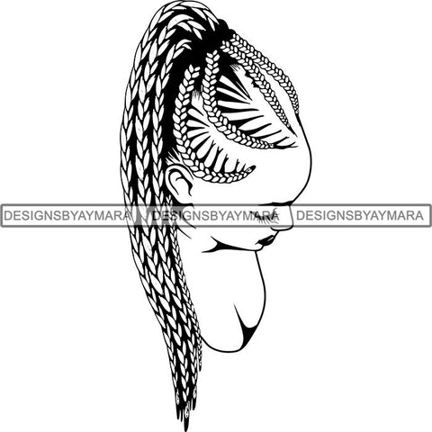 Afro Woman Braids Dreads Dreadlocks Hairstyle SVG Cut Files For Silhouette and Cricut