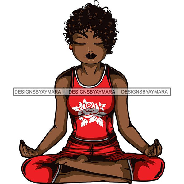 Afro Lola Meditating Yoga Relaxing .SVG Cutting Files For Silhouette Cricut and More!