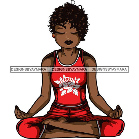 Afro Lola Meditating Yoga Relaxing .SVG Cutting Files For Silhouette Cricut and More!