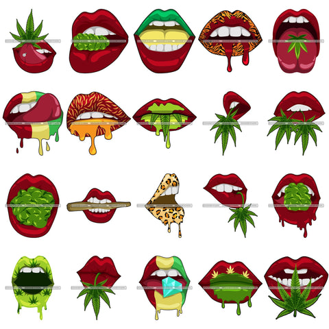 Bunde 20 Weed Leaf Sexy Lips Cannabis Medical Marijuana Joint Blunt High Life SVG Cutting Files