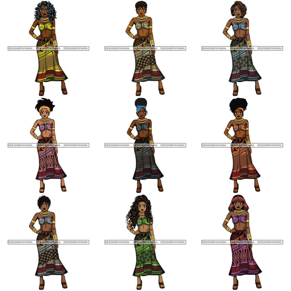 Bundle 9 Afro Lola Black History Month  .SVG Clipart Vector Cutting Files For Circuit Silhouette Cricut and More!