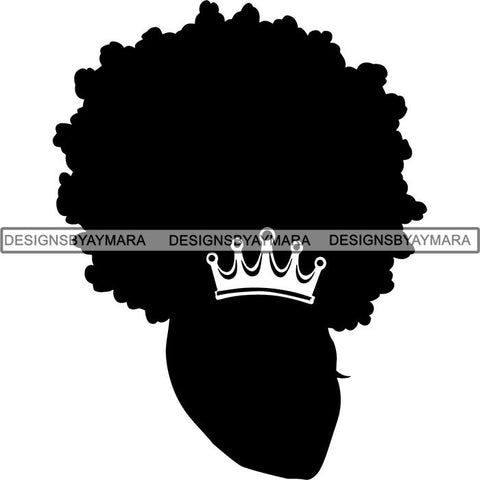 Black Afro Queen Silhouette Style SVG Cut Files