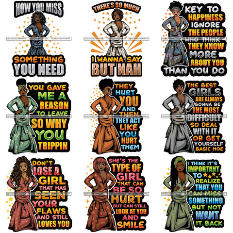 Bundle 9 Afro Lola Boss Fashion Diva Glamour Gangster Quotes .SVG Cutting Files For Silhouette and Cricut and More!