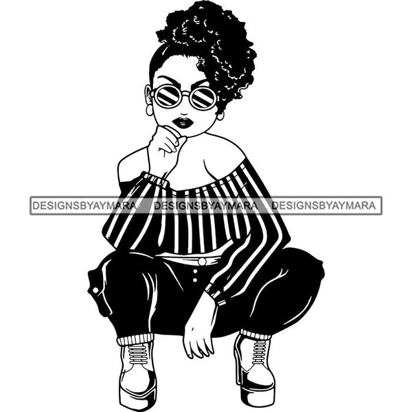 Afro Lola Boss Lady Diva Style Fashion Woman SVG Vector Clipart Cutting Files For Silhouette and Cricut and More!
