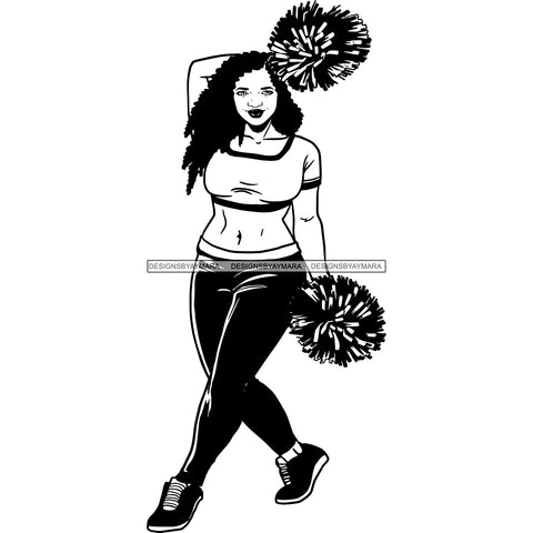 Afro Cheerleader Woman SVG Cutting Files For Silhouette Cricut and More