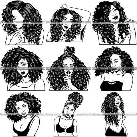 Bundle 9 Afro Melanin Popping Hair Style SVG Files For Cutting and More