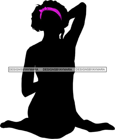 Afro Woman Silhouette Doing Yoga Meditating Relax Meditate .SVG Cutting Files For Silhouette Cricut and More!