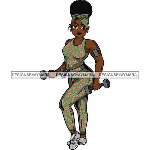 Lola Afro Beautiful Black Proud Woman Working Out .SVG Cutting Files For Silhouette and Cricut and More!