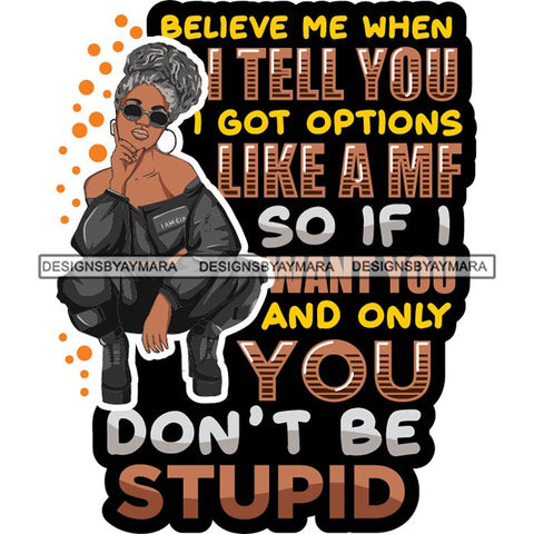 Afro Lola Squatting Bad Ass Life Quotes Confident Lady .SVG Clipart Vector Cutting Files