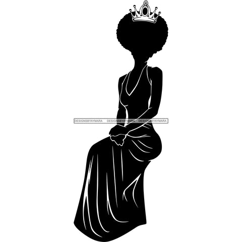 Afro Queen Silhouette SVG African Goddess Cutting Files 1