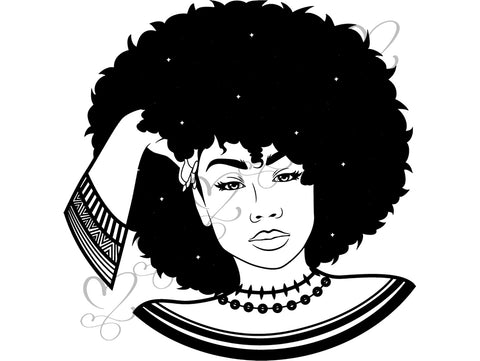 Afro Beautiful Black Woman SVG African American Ethnicity Afro Puffy Hairstyle Beauty Salon Queen Diva Classy Lady  Beautiful People Beauty Salon Princess