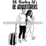 Couple Adventure Getaway Married Loving Couple Travelling Africa Illustration B/W SVG JPG PNG Vector Clipart Cricut Silhouette Cut Cutting
