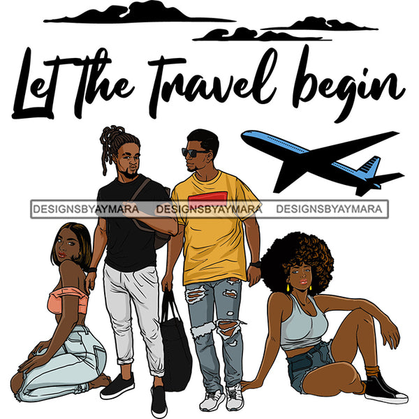 Couples Adventure Getaway Family Airplane Vacation Trip Illustration SVG JPG PNG Vector Clipart Cricut Silhouette Cut Cutting