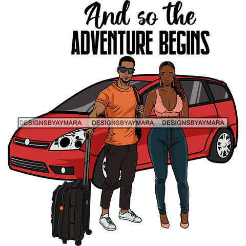 Couple Adventure Getaway Friends Travelling Together Road Trip Illustration SVG JPG PNG Vector Clipart Cricut Silhouette Cut Cutting