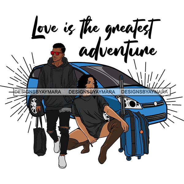Couple Adventure Getaway Married Honeymoon Road Trip Journey Illustration SVG JPG PNG Vector Clipart Cricut Silhouette Cut Cutting