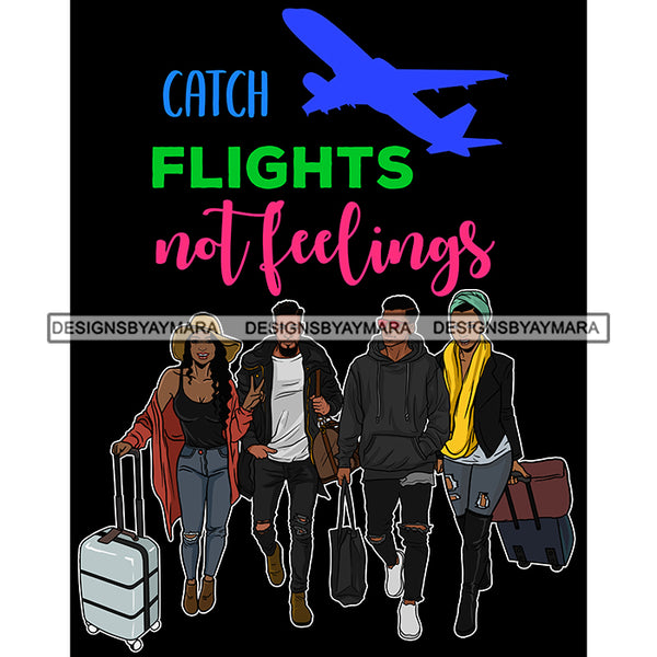 Couples Vacation Getaway Friends Airplane Airport Luggage Black Background SVG JPG PNG Vector Clipart Cricut Silhouette Cut Cutting