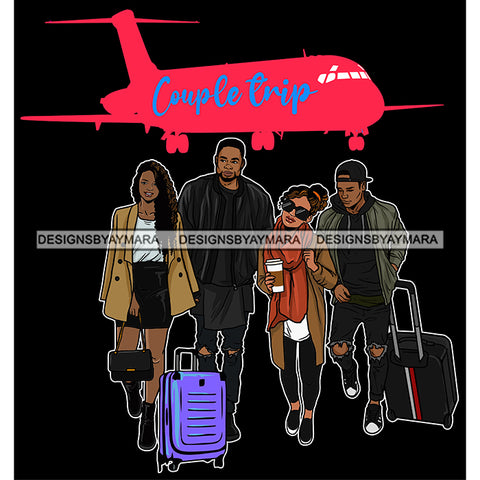 Couples Vacation Getaway Friends Adventure Swiss Alps Black Background SVG JPG PNG Vector Clipart Cricut Silhouette Cut Cutting