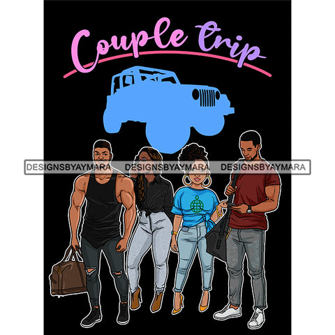 Couples Vacation Getaway Friends Road Trip Africa Adventure Black Background SVG JPG PNG Vector Clipart Cricut Silhouette Cut Cutting