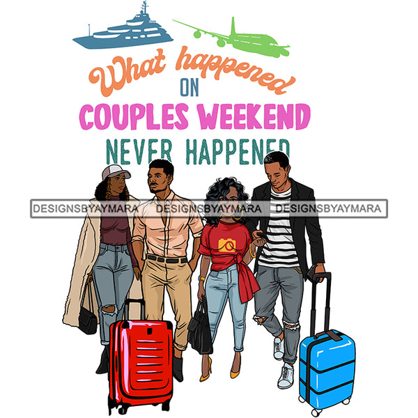 Couples Vacation Getaway Friends River Cruise Adventure White Background SVG JPG PNG Vector Clipart Cricut Silhouette Cut Cutting