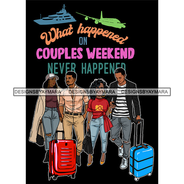 Couples Vacation Getaway Friends River Cruise Adventure Black Background SVG JPG PNG Vector Clipart Cricut Silhouette Cut Cutting