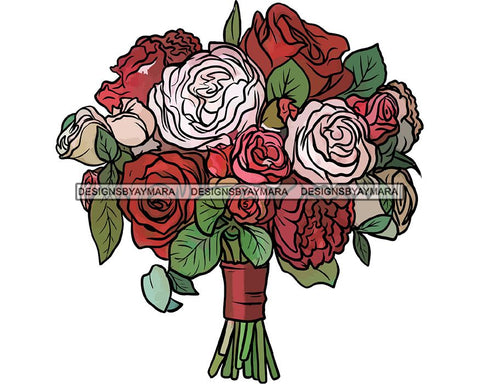 Wedding Flowers Bouquet Marry Lovely Couple Wife Husband Marriage Happy Romantic Celebration Engagement Bride Groom SVG Cutting Files